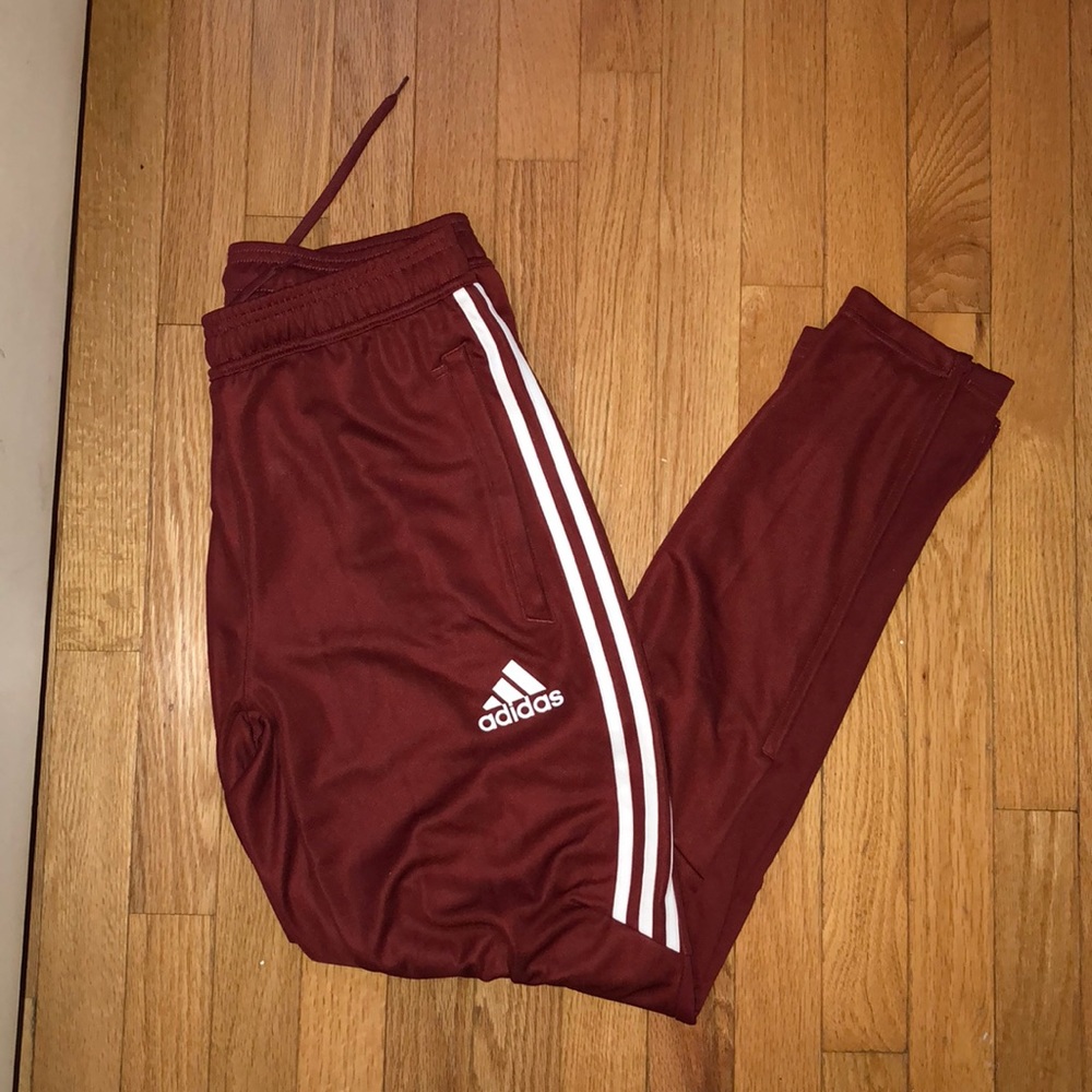 Burgundy Adidas Track Pants Size Medium